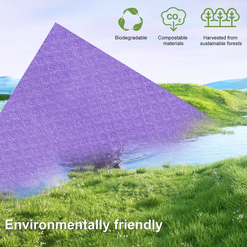 Homaxy Swedish Dishcloths for Kitchen, 10 Pack Reusable and Eco-Friendly Cellulose Sponge Cloths Dish Towels, Absorbent and No Odor Paper Towels for Dishes ＆ Counters, Purple Pack of 10 - BeesActive Australia