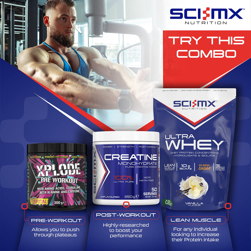 Sci-MX Creatine Monohydrate Strength, Power & Energy Powder - 250 g - 50 Servings - BeesActive Australia