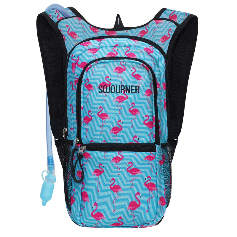 Sojourner Rave Hydration Pack Backpack - 2L Water Bladder Included for Festivals, Raves, Hiking, Biking, Climbing, Running and More Flamingo - BeesActive Australia