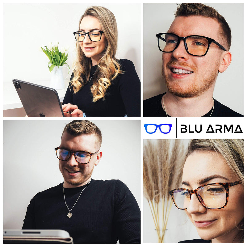 BLU ARMA� Blue Light Glasses for Men & Women with Glasses case � Reading Glasses - Gaming Glasses to Prevent Migraine, Eye Strain, and Improve Sleep � UV 400 Protection - CE & FDA Certified Black Panther - BeesActive Australia