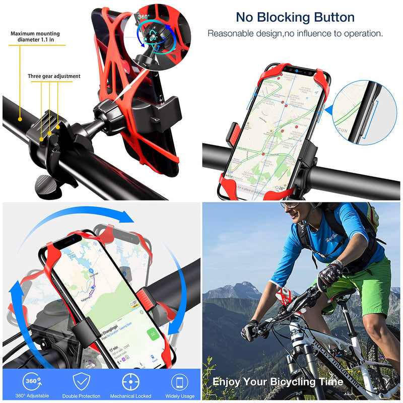 3 Pack Bike Water Bottle Holder, Silicone Phone Holder Secure, Aluminum Bike Bell, 360° Cup Holder Bottle Cage for Bike Motorcycle Stroller, Phone Mount Any Smart Phone, Bicycle Bell, Bike Accessories - BeesActive Australia