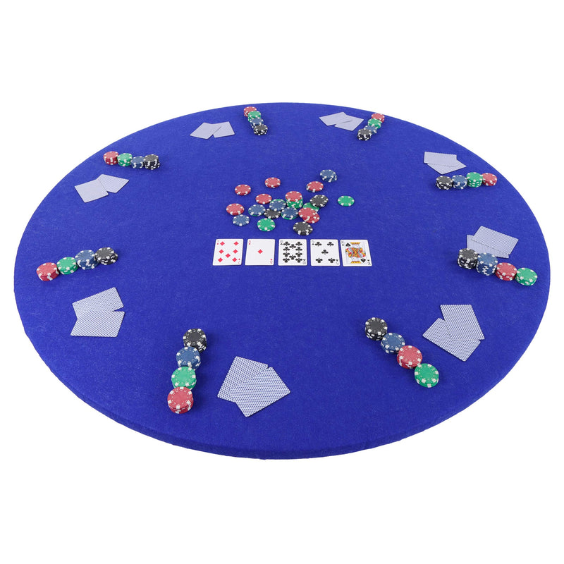 Jigitz Round Game Table Cover Fitted Table Cloth - 36in to 48in Elastic Fit Felt Poker Table Cover Protector Blue - BeesActive Australia