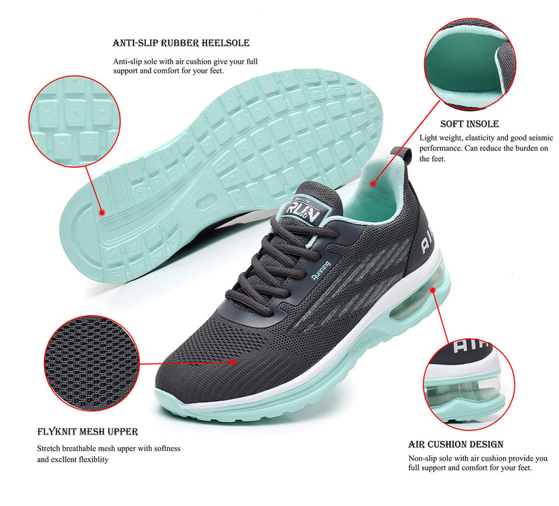 Axcone Lightweight Walking Tennis Athletic Sports Mesh Shoes 5.5 Grey/Green - BeesActive Australia