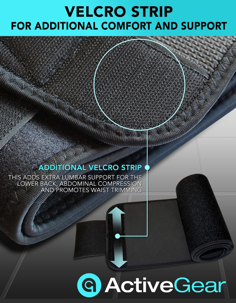 ActiveGear Waist Trimmer Belt Slim Body Sweat Wrap for Stomach and Back Lumbar Support Blue Large - BeesActive Australia