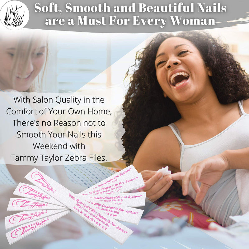 Tammy Taylor Peel 'N' Stick Zebra Professional Nail Files | Long-Lasting & Disposable 180 Grit Nail Files w/Emery Board | Washable Travel-Friendly Size | Handcrafted Fingernail Files (10 pcs) 10 Pcs Blue - BeesActive Australia