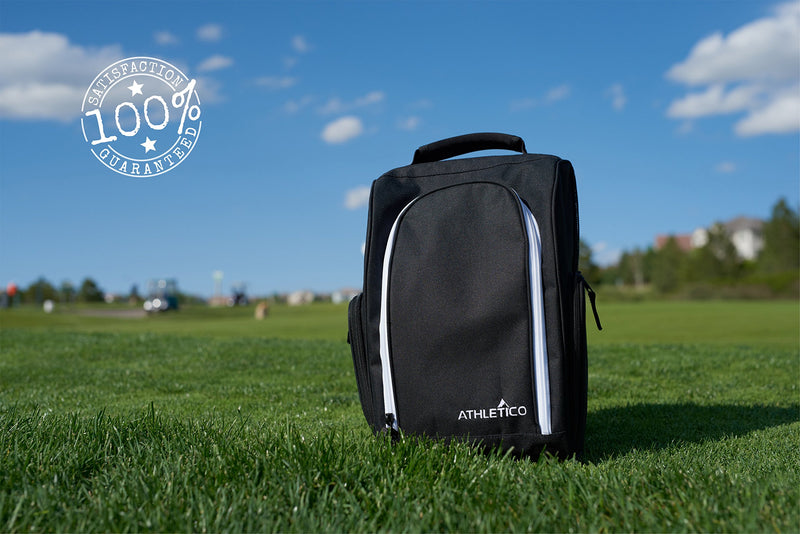 Athletico Golf Shoe Bag - Zippered Shoe Carrier Bags with Ventilation & Outside Pocket for Socks, Tees, etc. Black - BeesActive Australia