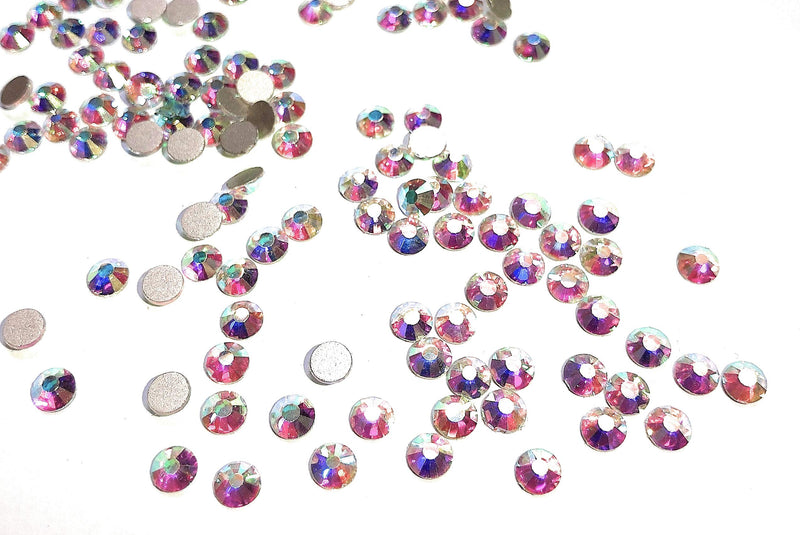 Rhinestones for Nails 1440pcs Crystal AB/Crystal Flatback Glass Rhinestones Nail Art Crystals Diamond Art Round Flatback Gems (AB) - BeesActive Australia