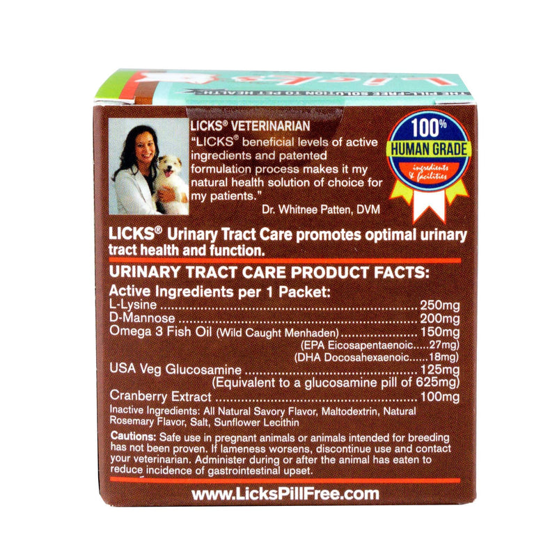 Licks Pill-Free Cat Urinary Tract Care - Cat UTI Care and Prevention Gel Packets - Urinary Tract Infection Supplement for Cats - Omega 3 Fish Oil and L-Lysine Supplement - Gel Packets - 30 Use - BeesActive Australia