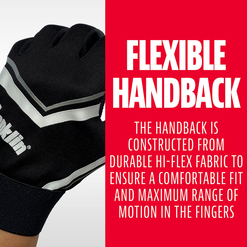 Franklin Sports Youth Football Receiver Gloves - Shoktak Youth Gloves - Kids Football Receiver Gloves - High Grip Football Gloves for Kids Youth Large Black/White - BeesActive Australia
