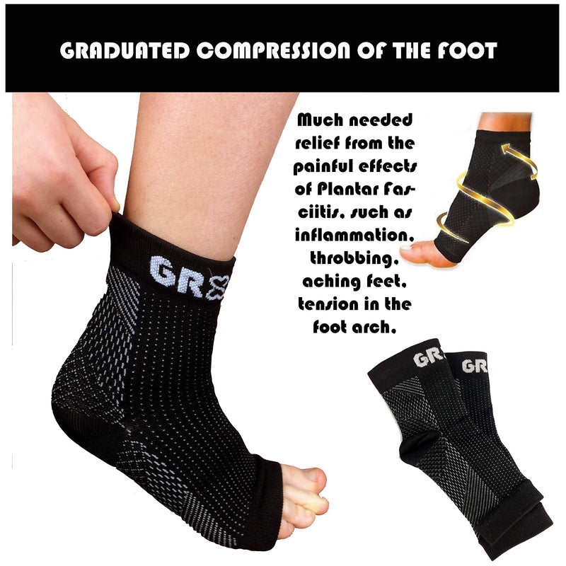 gr8ful® Plantar Fasciitis Socks | Support Sleeves with 24/7 Compression & Treatment for Foot Arch, Heel, Fascia & Achilles Tendonitis, Men/Women, Pain Relief Night Splint Sock | Black 1 Pair L/XL L/XL (1 Pair) - BeesActive Australia