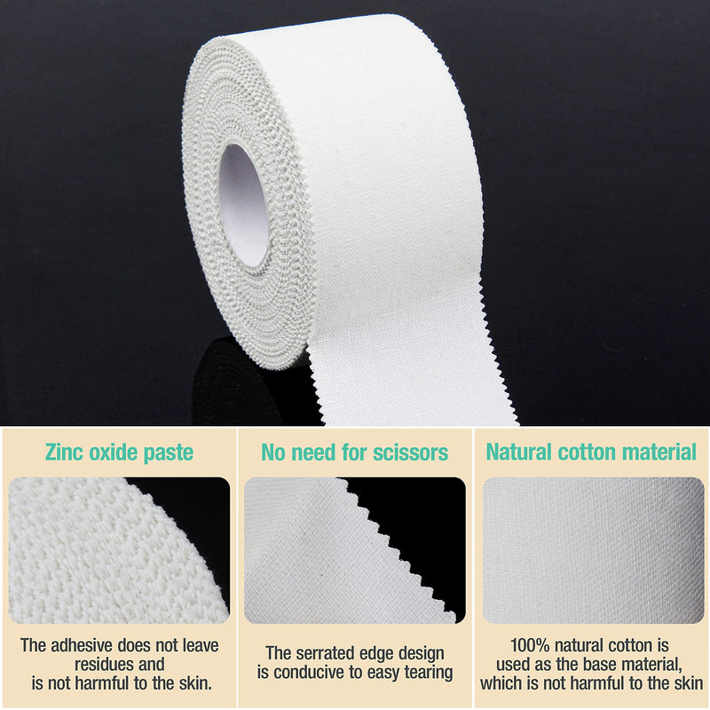 (3 Pack) White Athletic Sports Tape, Very Strong Easy Tear No Sticky Residue Tape for Athlete & Sport Trainers & First Aid Injury Wrap,Suitable for Bats,Tennis,Gymnastics & Boxing（1.5in X 35ft） - BeesActive Australia
