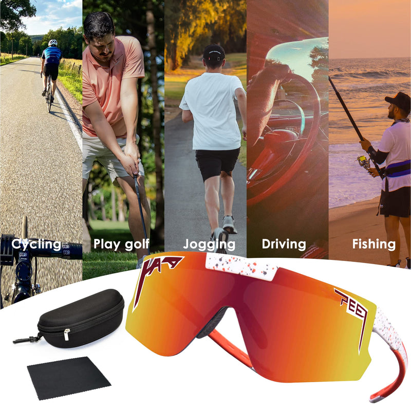 Mgiesg Polarized Sports Sunglasses for Women Men, Flip-Offs Baseball Sunglasses, Cycling Mountain Bike UV400 Orange - BeesActive Australia