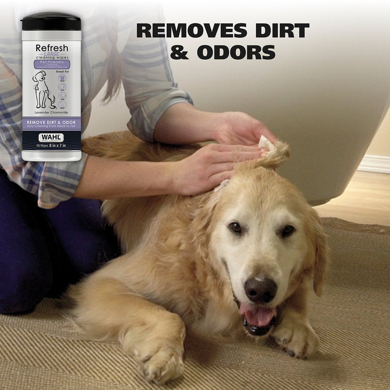 Wahl Pet Refresh Lavender Cleaning Wipes for All Dog Breeds - Use on Ears, Nose, Paws, Bottom, & Sensitive Areas - 50 Wipes - 820018A - BeesActive Australia