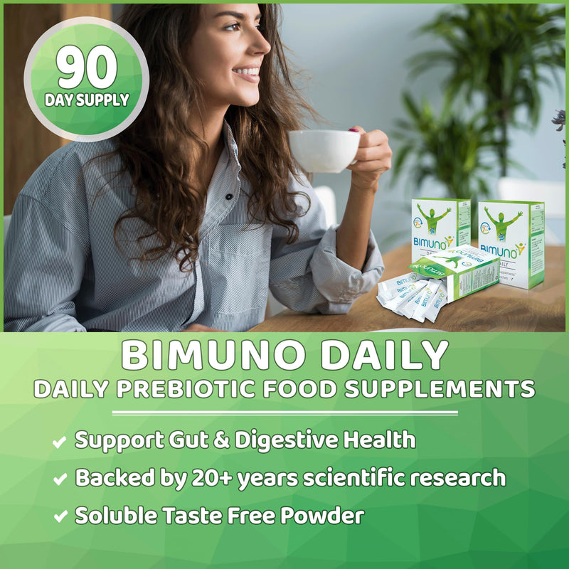 Bimuno Original - Daily Prebiotic Food Supplements. Gut Health Support for Men, Women, Kids & Bifidobacterium Culture. High in Fibre. Taste Free, Vegetarian, Gluten Free | 3 Pack (90 Sticks) - BeesActive Australia