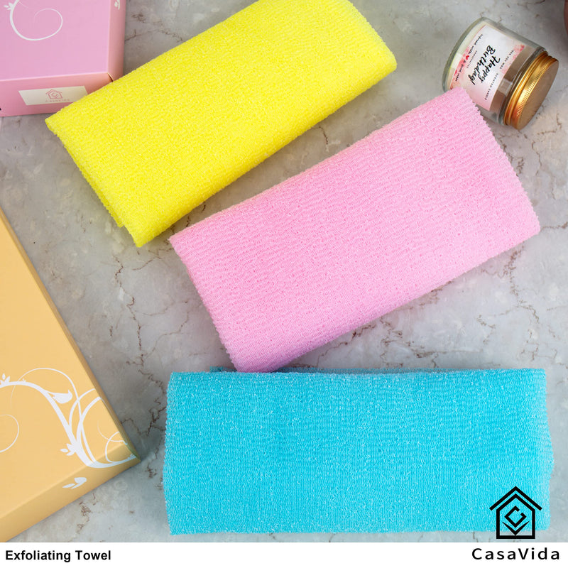 Exfoliating Washcloth Japanese Beauty Washcloth - African Net Sponge Nylon Bath Korean Loofah Towel Puff Large Wash Cloth Body Scrub Washcloths Shower Towel Back Scrubber For Shower 3 Pack by CasaVida Blue + Yellow + Pink - BeesActive Australia