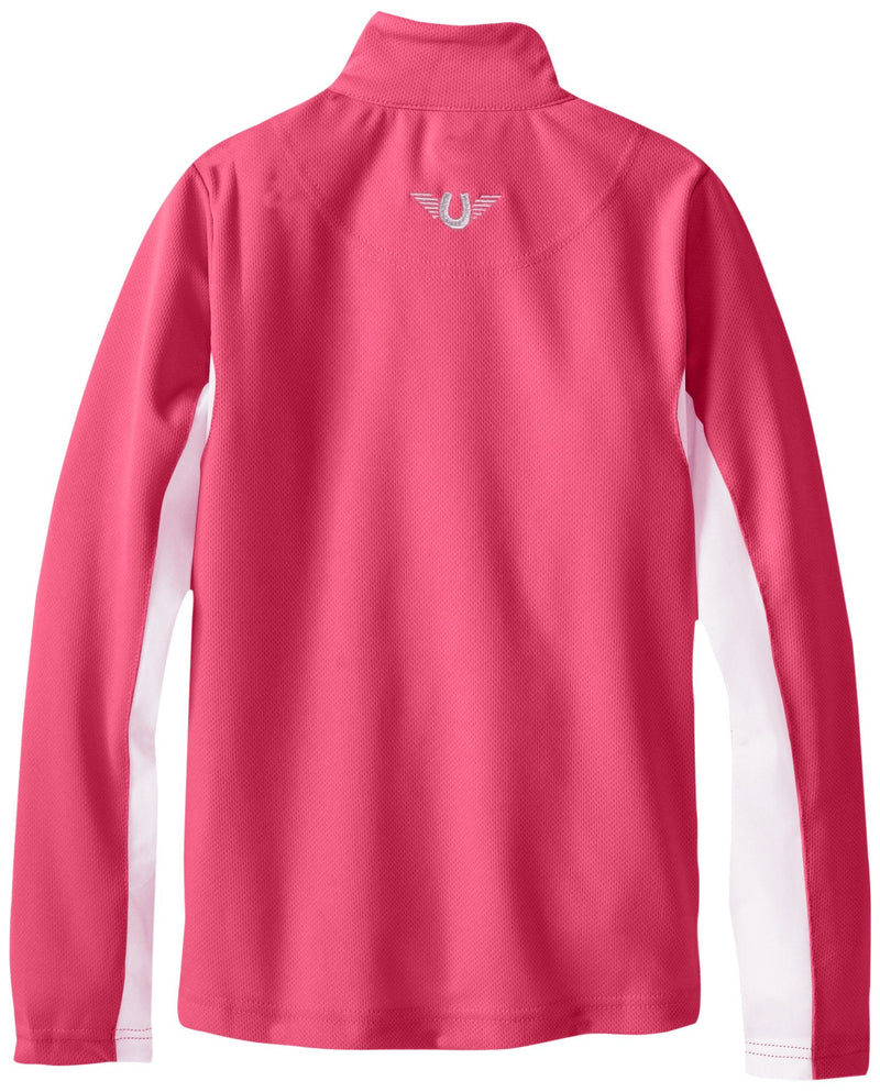 TuffRider Kid's Ventilated Technical Long Sleeve Sport Shirt with Mesh Medium Hot Pink - BeesActive Australia
