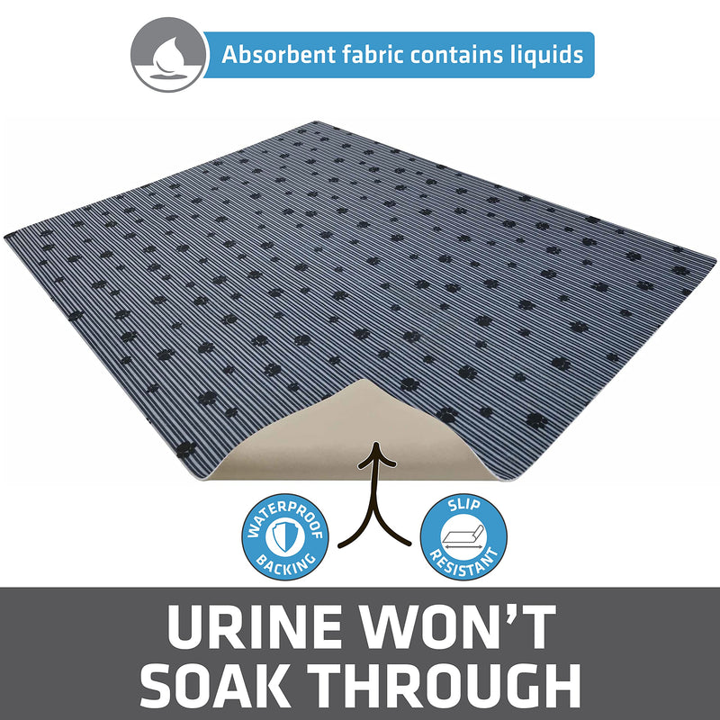 Drymate Original Cat Litter Mat, Contains Mess from Box for Cleaner Floors, Urine-Proof, Soft on Kitty Paws -Absorbent/Waterproof- Machine Washable, Durable (USA Made) Extra Large (28" x 36") Grey Stripe Black Paw - BeesActive Australia