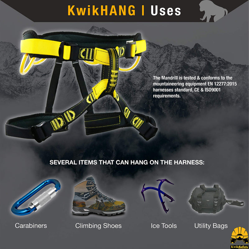 KwikSafety Mandrill Harness 1 PC, 2 Pack, Combo Pack, Bundle, KIT Climbing Harness, Ascenders, Descenders, Pulleys, Carabiners, Tool Lanyards, Fall Protection Climbing Gear for Outdoor 1 Pack Harness + Tool Lanyard - BeesActive Australia
