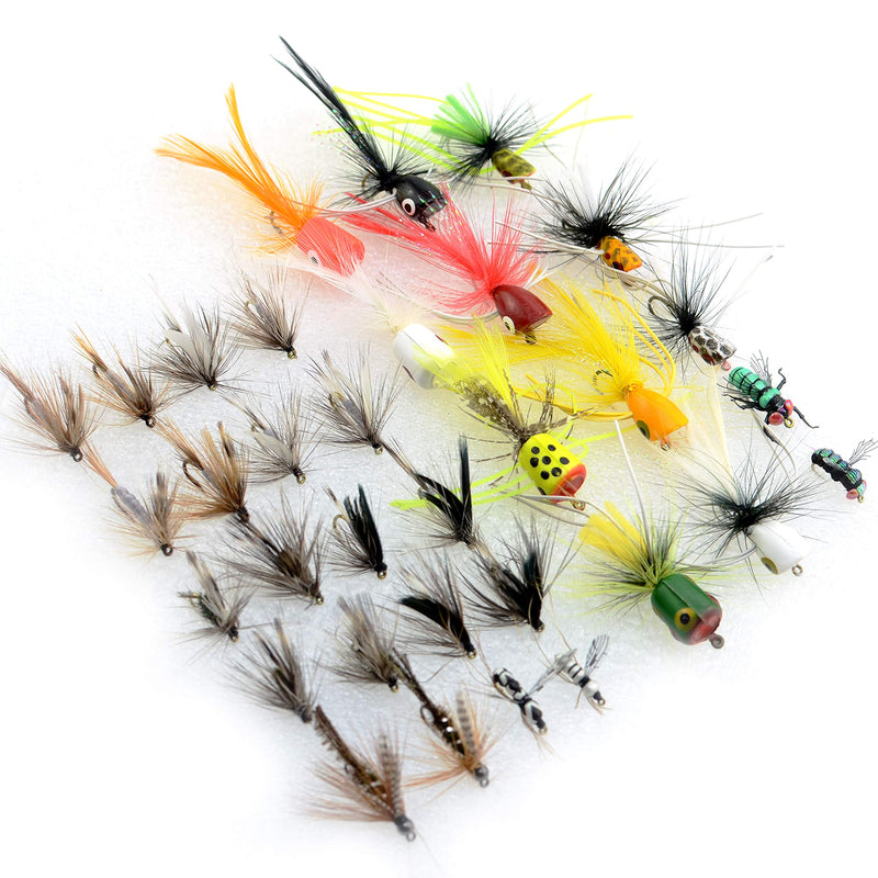 [AUSTRALIA] - Fly Fishing Flies Kit /Trout/Salmon/ bass Flies Streamers . Dry/Wet Flies.Nymphs, ,Fly Poppers (with Waterproof Fly Box) pop& Streamers 