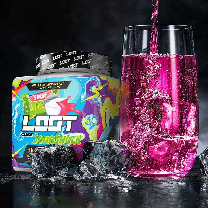 LOOT® - Premium Game Booster with The Flow-State® Formula | 50 Servings (400g) with Caffeine | 20 High Dose Ingredients | Unique Design | Concentration Stamina Reactivity | Sour Shock - BeesActive Australia