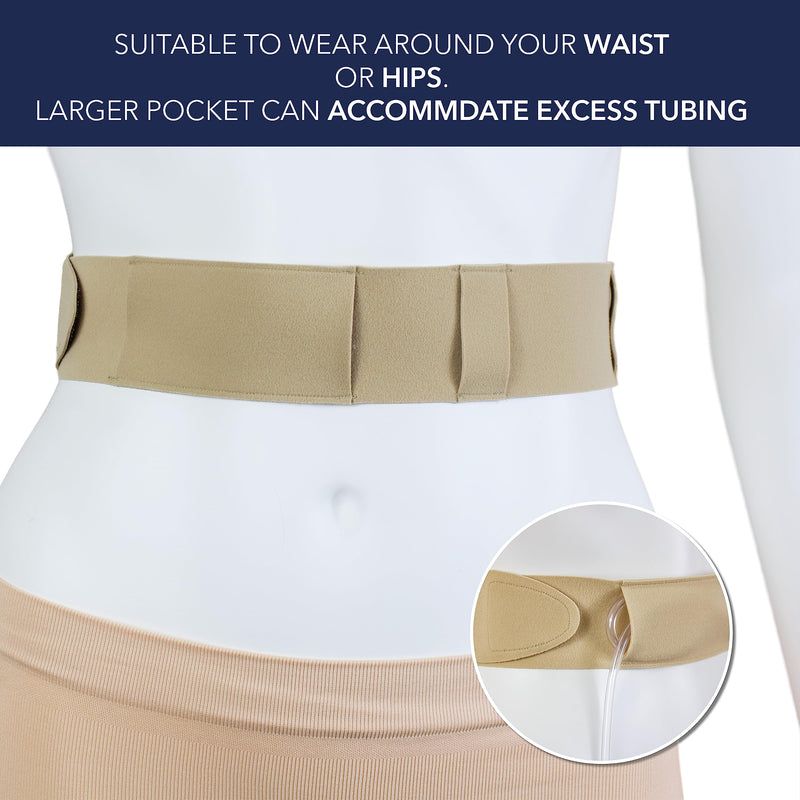 Peritoneal Dialysis Tube Belt - Slim, Soft and Stretchy PD Catheter Belt - Safe for Skin - Made in The UK - Peg Tube Supplies - Medical Peritoneal Dialysis Accessories (Large - 37″-50″, Beige) Large - 37″-50″ - BeesActive Australia