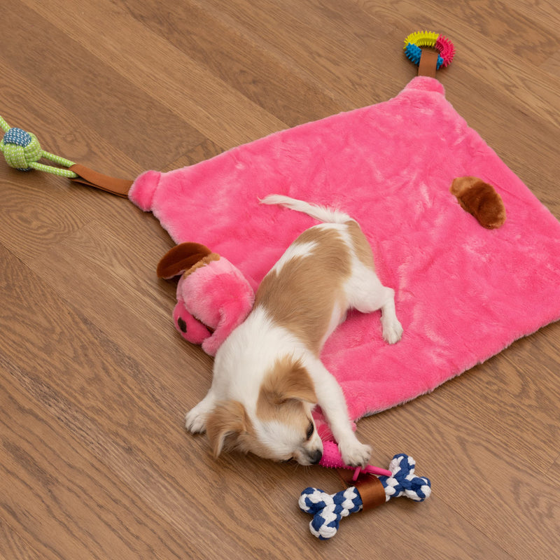 EZDOM Puppy Play Mat with Detachable and Interchangeable Toys, 23”x20” (58x51cm) Pink New - BeesActive Australia