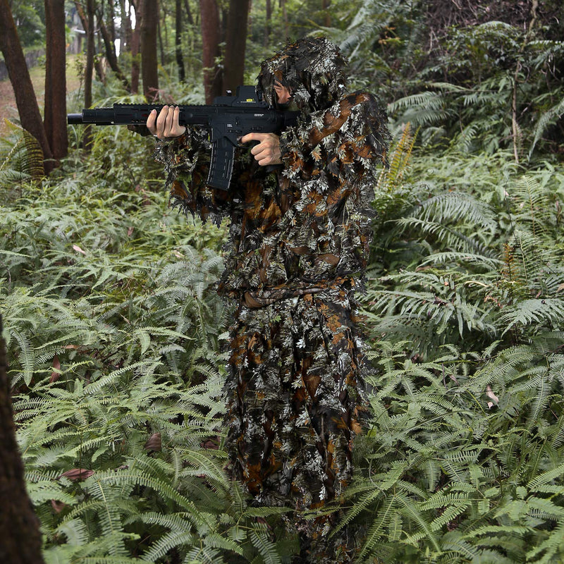 [AUSTRALIA] - PELLOR Ghillie Suits, 3D Leafy Ghille Suit for Youth Boys, Hooded Hunting Airsoft Camouflage Gillies Suits Green Medium 