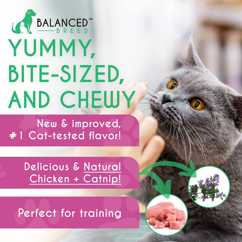Balanced Breed L-Lysine for Cats Immune Support Skin Coat Sneezing Runny Nose Watery Eyes Cat Multivitamin Omega 3 Cat Vitamins B12 & Folic Acid Natural Booster Supplements Chicken Flavor Catnip Treat - BeesActive Australia