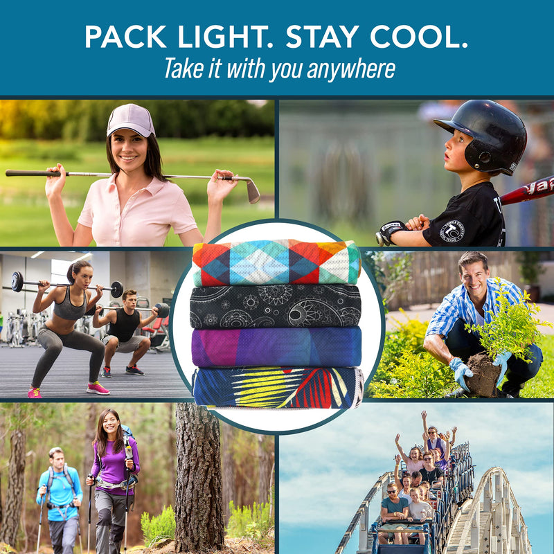 Cooling Towels for Neck and Face (12” x 40”) - Perfect for Golf, Hiking, Outdoor Sport, Workout and Hot Weather - Stay Cool with Youphoria’s Microfiber Cooling Neck Wraps - Fractal - BeesActive Australia
