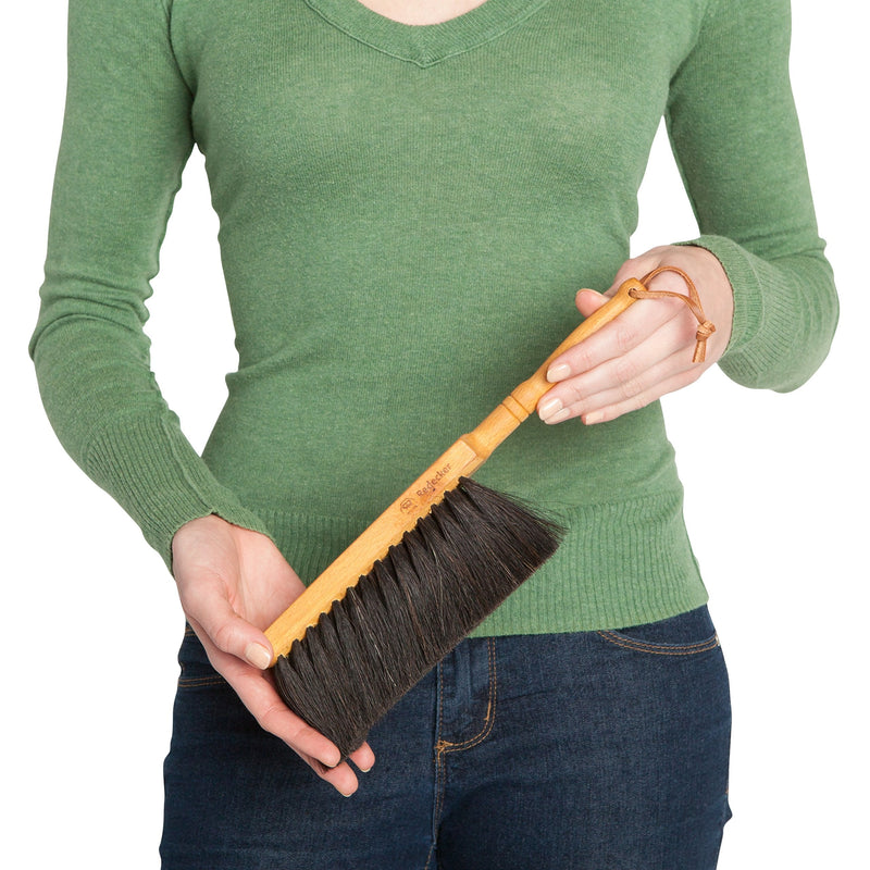 REDECKER Horsehair Fiber Hand Brush and Dust Pan Set, Heavy Duty Broom and Dustpan Combo for Home and Outdoor, Oiled Beechwood Handles, Large Capacity Stainless Steel Dust Pan, Made in Germany Horsehair Fiber, Beech & Stainless Steel - BeesActive Australia