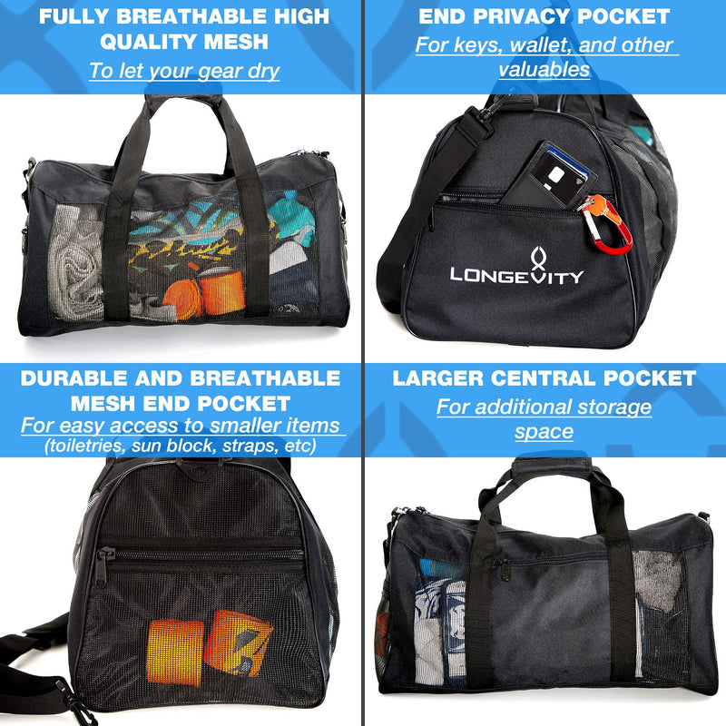 Longevity Gear Mesh Bag | Duffle Bag | Boxing Bag | Gym Bag | MMA, BJJ, Swimmers, Active Athletes | Breathable Duffel Bag for Sweaty Clothes and Equipment | No More Stink - BeesActive Australia
