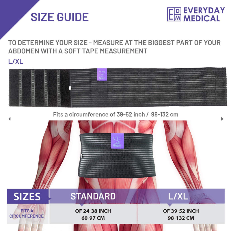 Umbilical Hernia Belt by Everyday Medical I Breathable Fabric Abdominal Binder for Hernia Support I Fast Relief for Epigastric, Navel and Ventral Hernias I Hernia Support Belt with Naval Pad - L/XL L/XL (Pack of 1) - BeesActive Australia