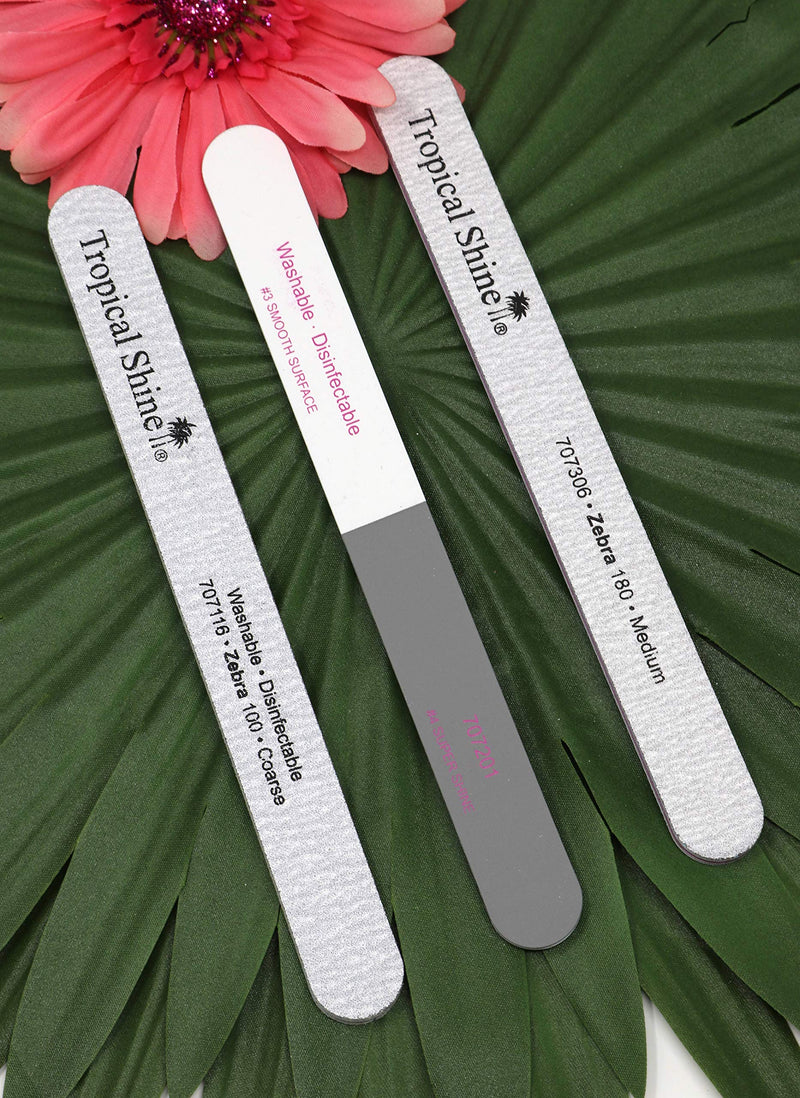 Tropical Shine Nai files 100, 180 Grit and 4 Way Nail Buffer. 3 pcs. - BeesActive Australia