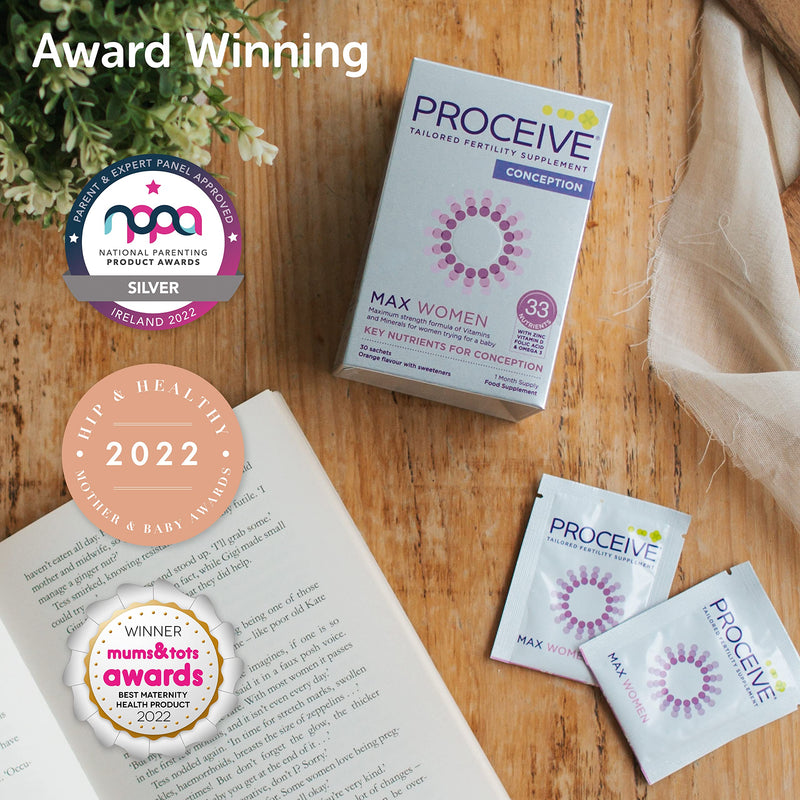 Proceive� Women MAX - Fertility Supplement for Conception - Pregnancy Vitamins for Women Trying to Conceive - Zinc, Folic Acid, Vitamin D - 30 Sachets (1 Month Supply) - Vegetarian Women - 30 sachets - BeesActive Australia