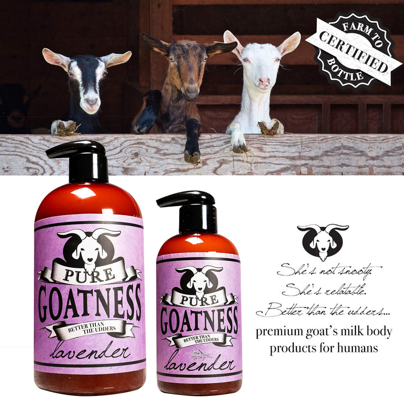 Pure Goatness Premium Goat Milk Lotion Natural Skincare Body Hand and Face rejuvenating and cleansing moisturizer (Lavender, 8 oz) Lavender 8 Fl Oz (Pack of 1) - BeesActive Australia