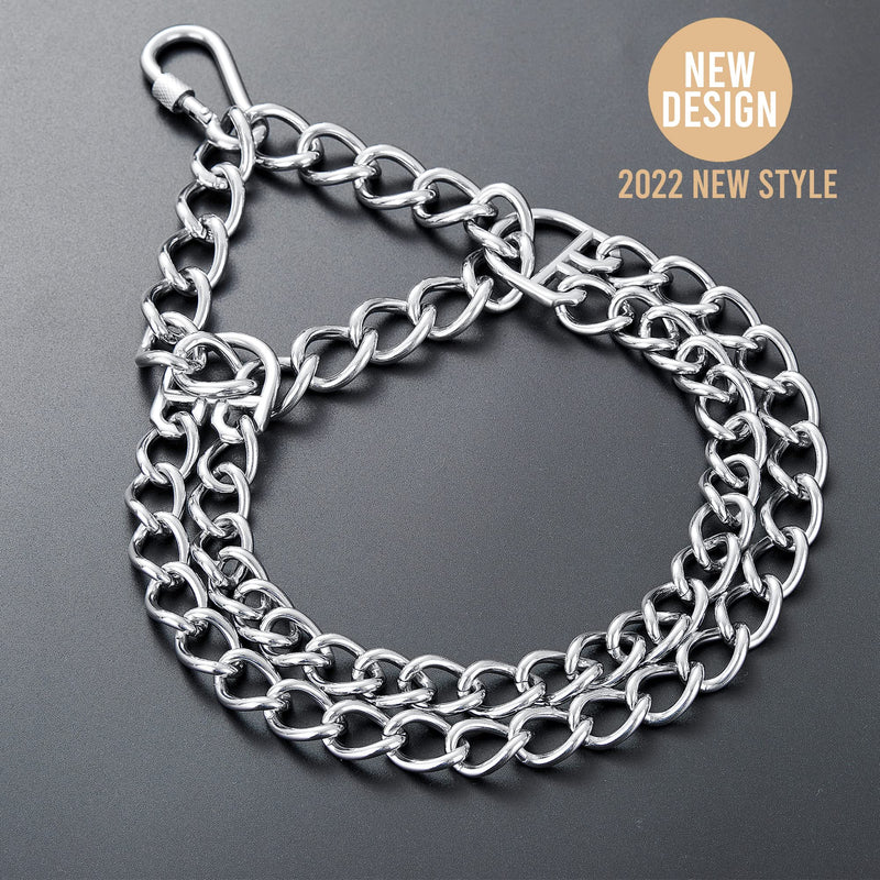 W/W Lifetime Dog Chain Collar Walking Metal Chain Collar with Design Secure Buckle, Cuban Link 24MM Strong Heavy Duty Chew Proof for Small Medium Dogs S (Suits Dog Neck 10" to 16") Silver - BeesActive Australia