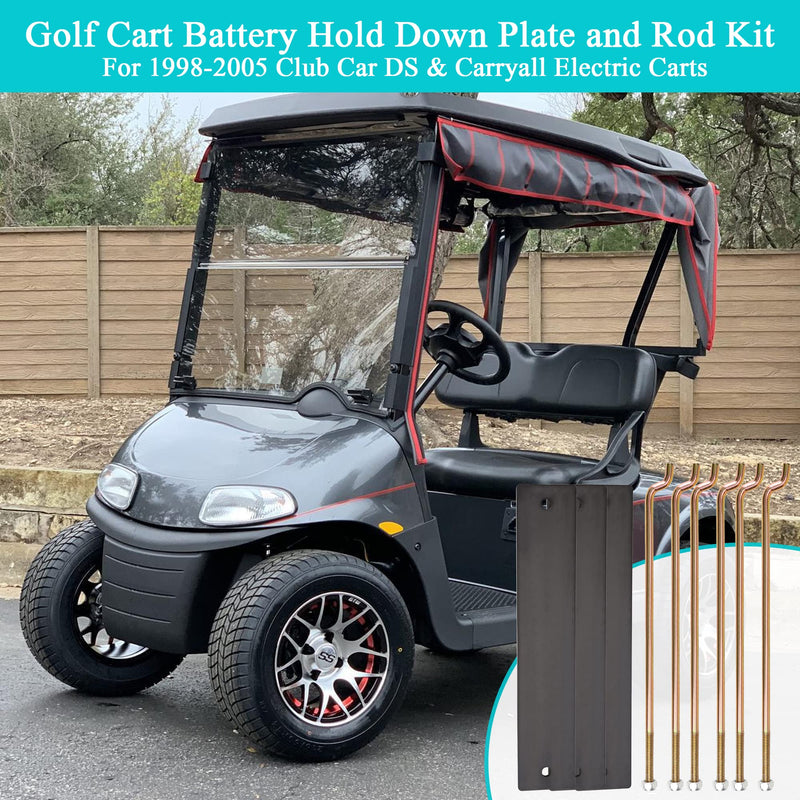 10L0L Golf Cart Battery Hold Down Plate and Rod Kit for Club Car DS & Carryall Electric Golf Carts 1998-2005 OEM# 101090801,1013683 3 - BeesActive Australia