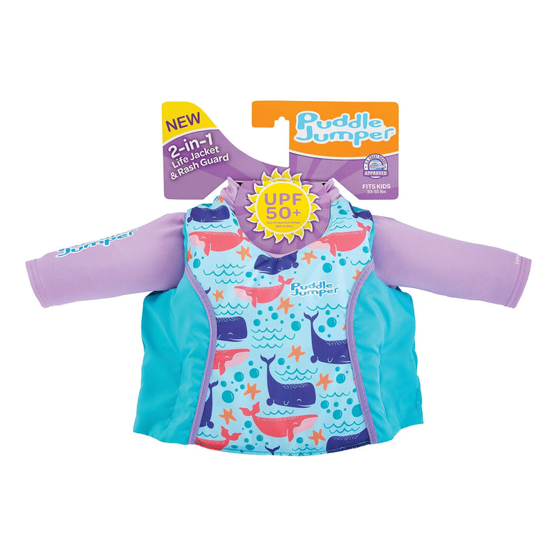 STEARNS Puddle Jumper Kids 2-in-1 Life Jacket and Rash Guard, Whales, One Size - BeesActive Australia