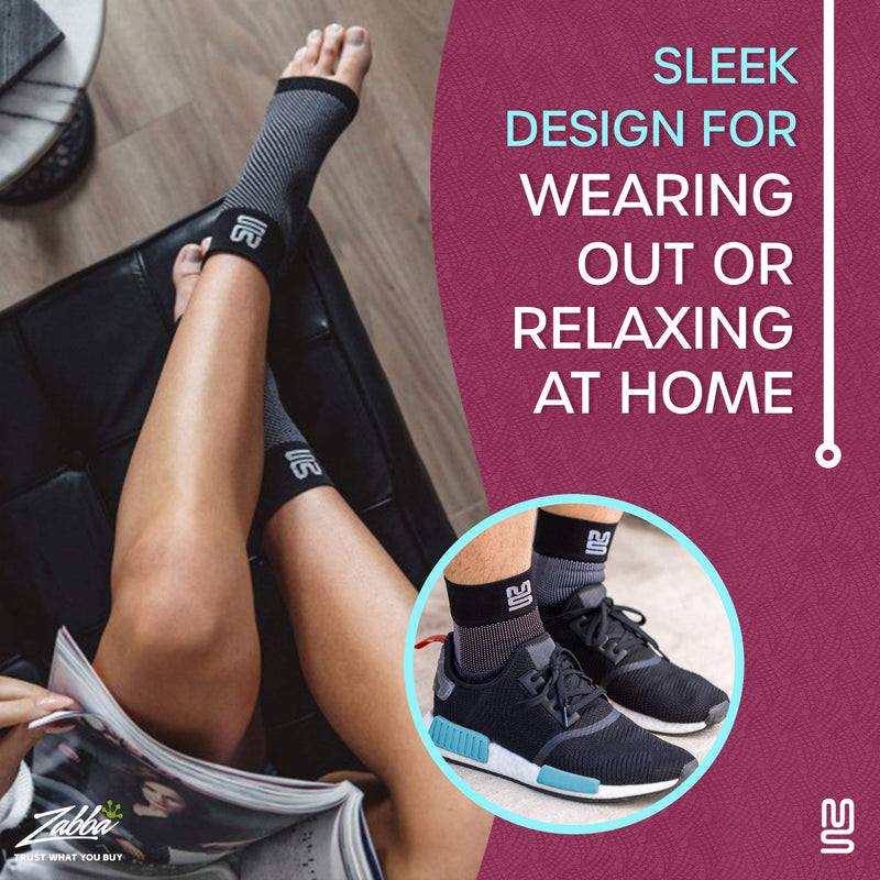 Modetro Socks - 1 ﻿Pair(s) of Ankle Compression Socks for Ankle Support & Foot Discomfort Relief, Dotted Black - Small/ Medium S/M ( 1 Pair ) - BeesActive Australia