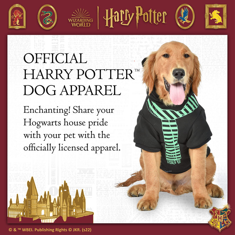 Harry Potter Slytherin Pet Hoodie With Faux Scarf - Dog Apparel & Accessories for Hogwarts Houses, Slytherin Dog Hoodie, Harry Potter Dog Clothes, Slytherin Dog Clothing, Pullover Sweatshirt for Dogs X-Large Black - BeesActive Australia