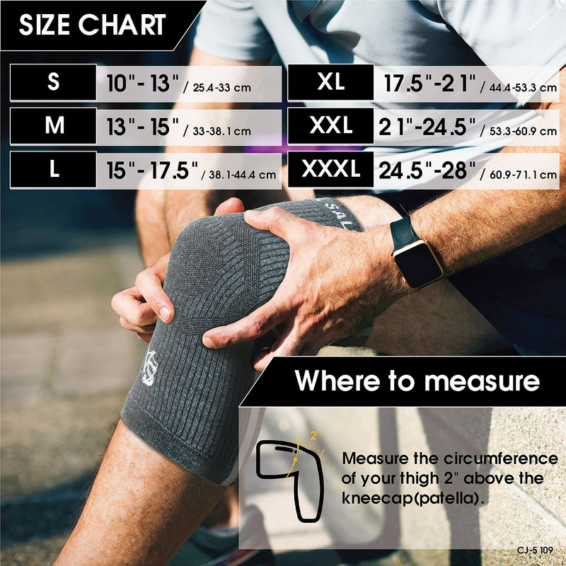 Vital Salveo-Compression Recovery Knee Sleeve/Brace S-Support, Pain Relief, Protects Joint - Ideal for Sports and Daily Wear-Dary Grey (1 Pair)-XXXL Dark Grey XXXL (1Pair) - BeesActive Australia