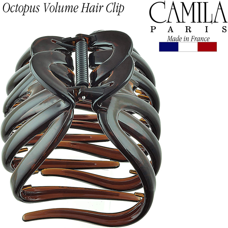 Camila Paris AD718 Octopus French Hair Clips for Women Thick Hair, Large Hair Clips for Thick Hair for Curly Wavy Long Hair, Strong No-Slip Grip Hair Claw Clip Big Hair Clips for Women. Made in France Tortoise Shell - BeesActive Australia