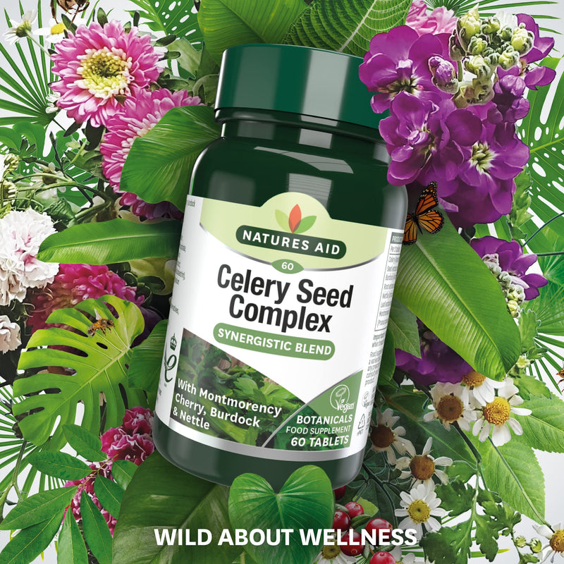 Natures Aid Celery Seed Complex, with Montmorency Cherry, Nettle & Burdock, Vegan Tablets, 60 Count (Pack of 2) 60 count (Pack of 2) - BeesActive Australia