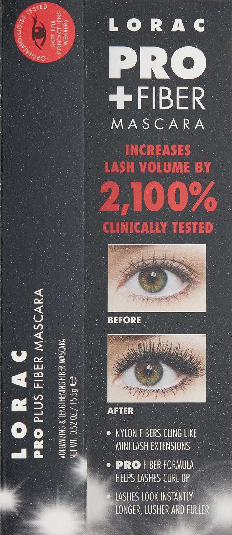 LORAC PRO Plus Fiber Mascara, Black , 0.47 fl oz - BeesActive Australia