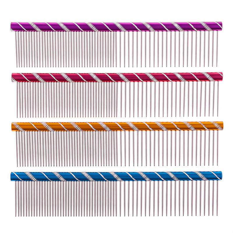 MEKBOK Dog Comb Grooms Cats As Well - for Medium to Thick Coats - 8 Inch Length - Rounded Spine - Grooming Tool for Mats and Shedding Purple - BeesActive Australia