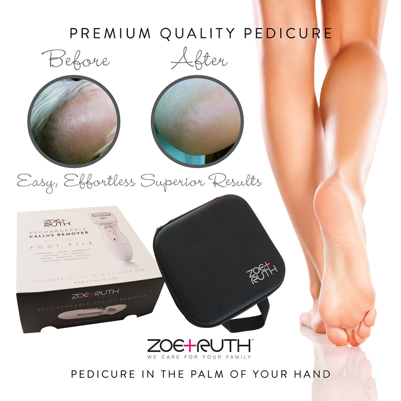 Electric Callus Remover Foot File USB Rechargeable Pedicure tools for Dry Cracked Dead Skin on your Heels and Feet by Zoe+Ruth. International Charger, 3 Rollers & Travel Friendly Storage Case. - BeesActive Australia