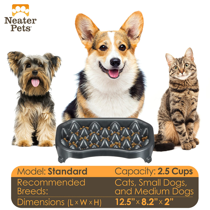 Neater Pet Brands - Neater Slow Feeder - Fun, Healthy, Stress Free Dog Bowl Helps Stop Bloat Prevents Obesity Improves Digestion (2.5 Cup, 6 Cup, Double Diner/w Water Bowl) Gunmetal 2.5 Cup Food - BeesActive Australia