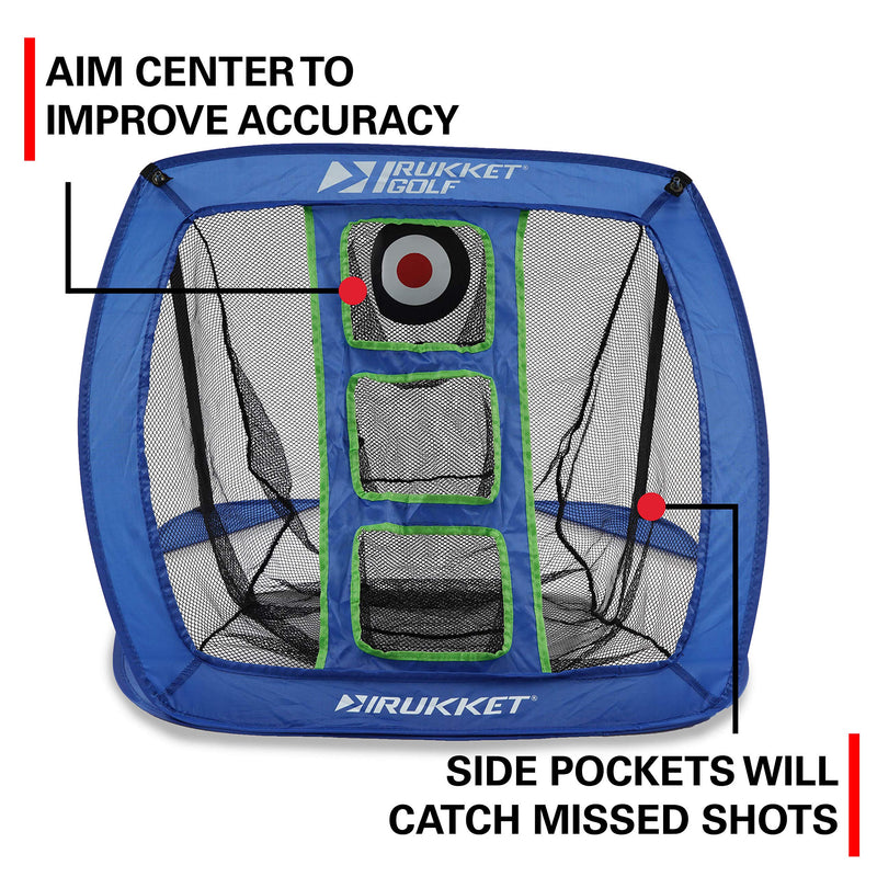 Rukket Pop Up Golf Chipping Net | Choose Standard or Light-Up | Outdoor/Indoor Golfing Target Accessories and Backyard Practice Swing Game | Includes Foam Practice Balls Classic Blue - BeesActive Australia