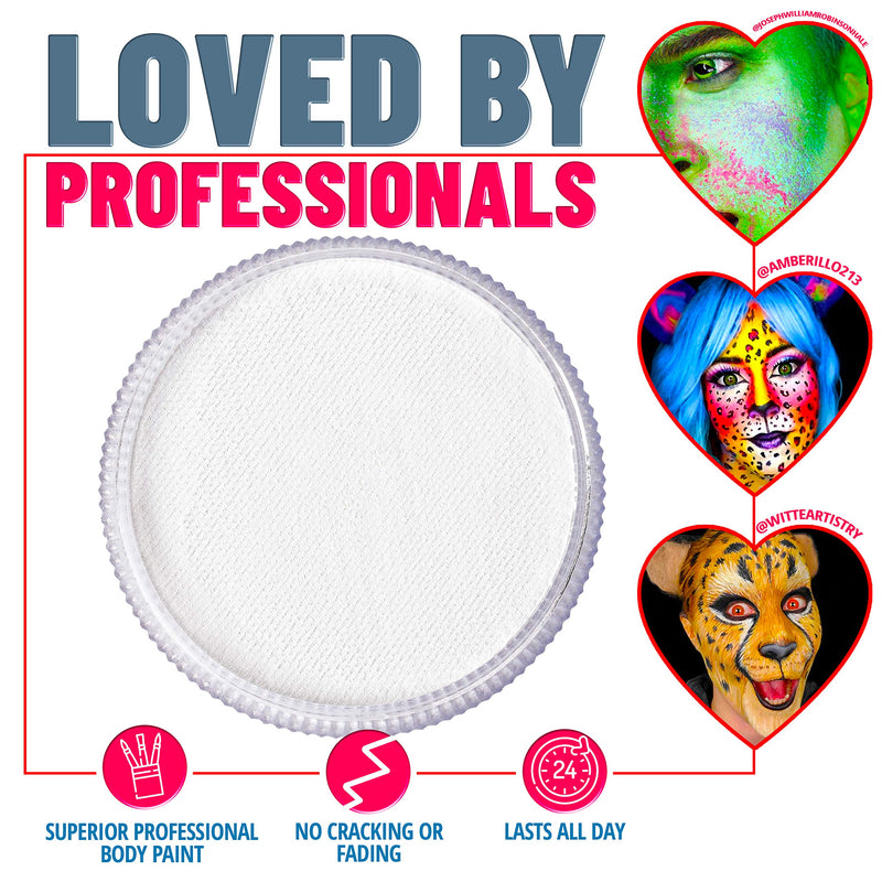 Blue Squid PRO Face Paint - Classic White (30gm), Quality Professional Water Based Single Cake, Face & Body Makeup Supplies for Adults, Kids & SFX - BeesActive Australia