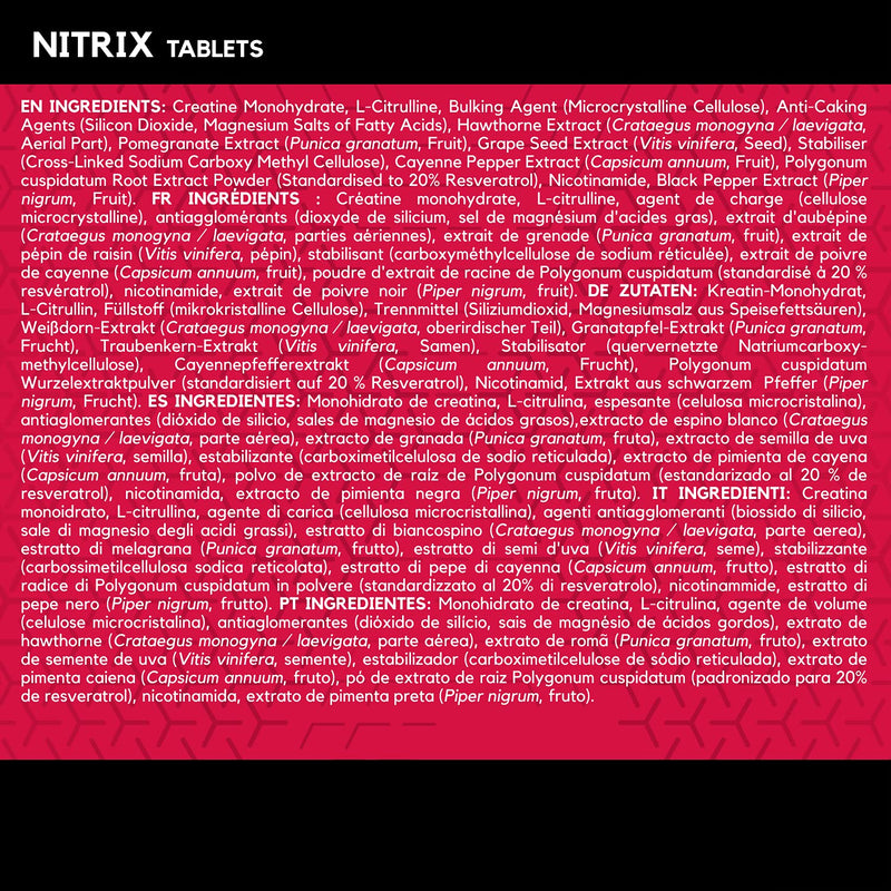 BSN Nitrix 2.0 supplement, concentrated nitric oxide precursor formula Tablets with Creatine, L-Citrulline, Niacin and Herbal Extracts, Power & Performance, Unflavoured, 180 capsules, 60 Servings - BeesActive Australia